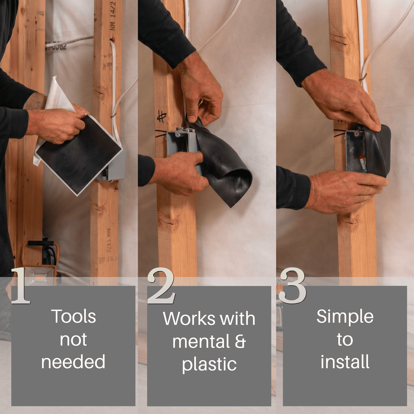 Arrowzoom Acoustic Putty Pads for Electrical Boxes – Seal Gaps, Stop Noise Leaks, Fire-retardant (KK1478)