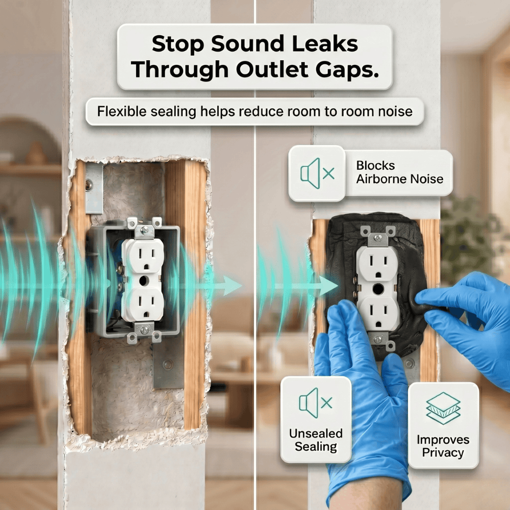 Arrowzoom Acoustic Putty Pads for Electrical Boxes – Seal Gaps, Stop Noise Leaks, Fire-retardant (KK1478)