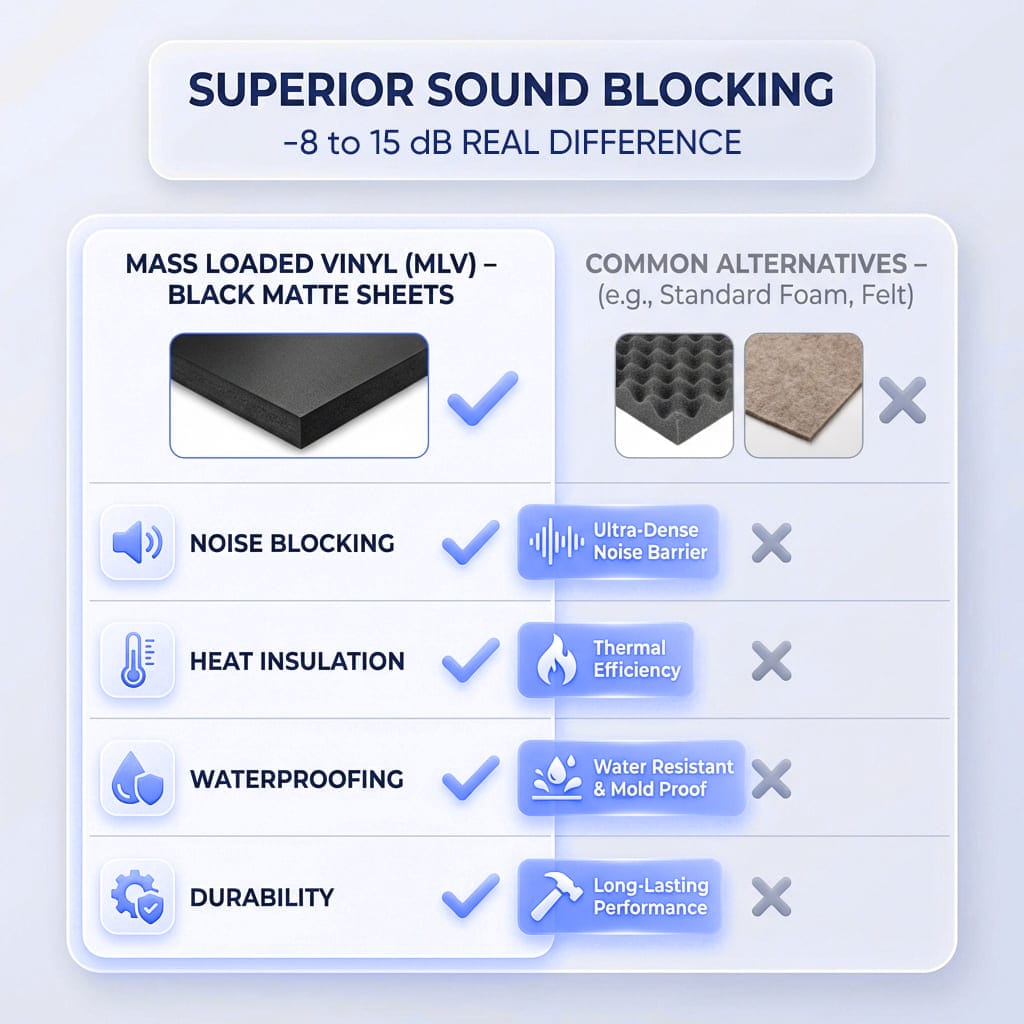 Block Neighbor Noise - 2 lb/sq ft Mass Loaded Vinyl Tiles for wall, floor, ceiling (KK1246)