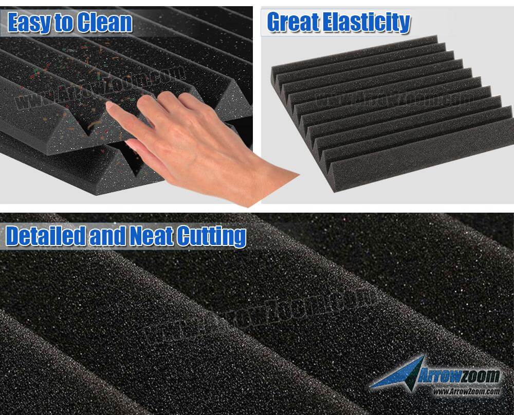 Arrowzoom Flat Bevel Adhesive Backed Tile Series Acoustic Foam - Solid Colors - KK1055