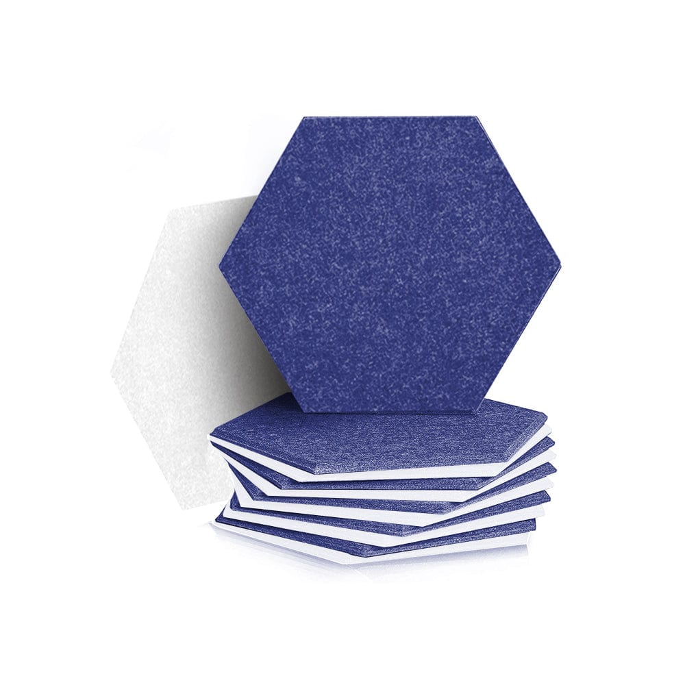 Arrowzoom Hexagon Felt Sound Absorbing Wall Panel - Blue and White - KK1224 12 pieces - 26 x 30 x 1cm / 10.2 x 11.8 x 0.4 in / Blue and White