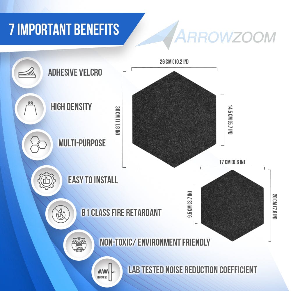 Arrowzoom Hexagon Felt Sound Absorbing Wall Panel - Blue and White - KK1224