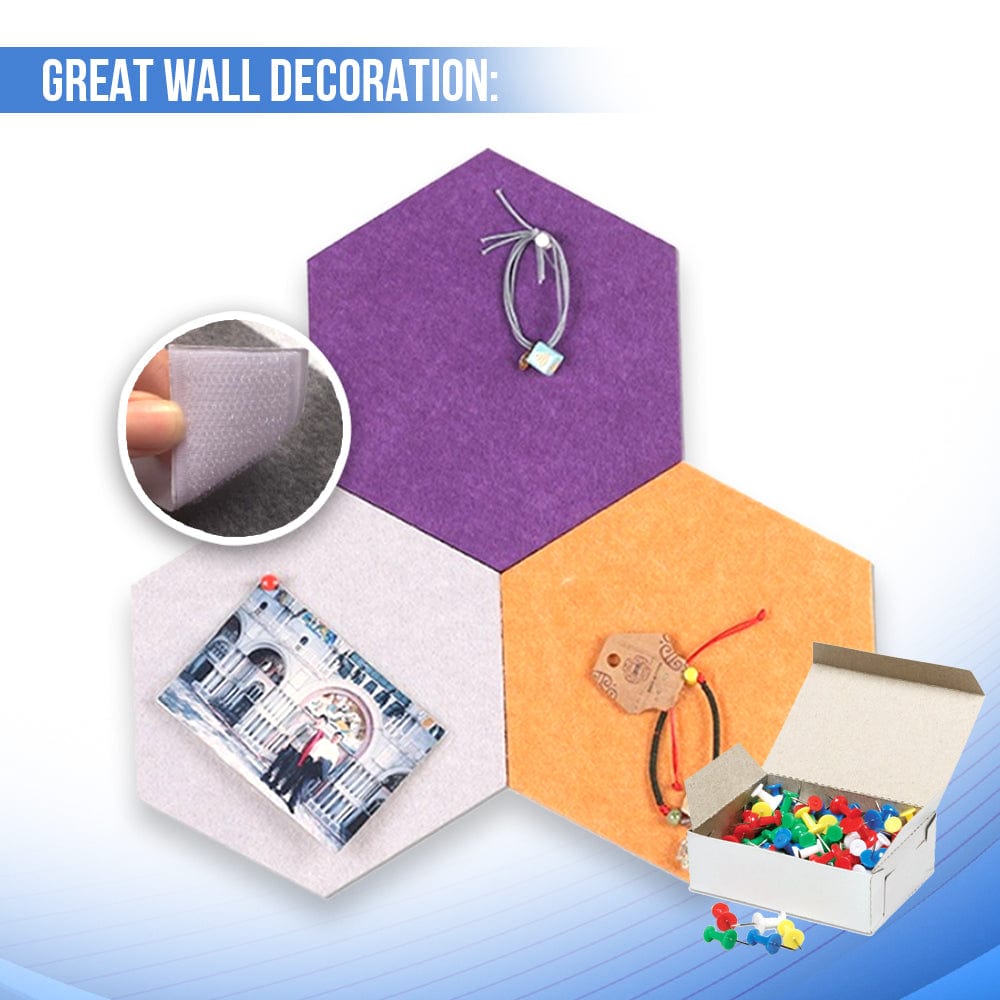 Arrowzoom Hexagon Felt Sound Absorbing Wall Panel - Blue and White - KK1224