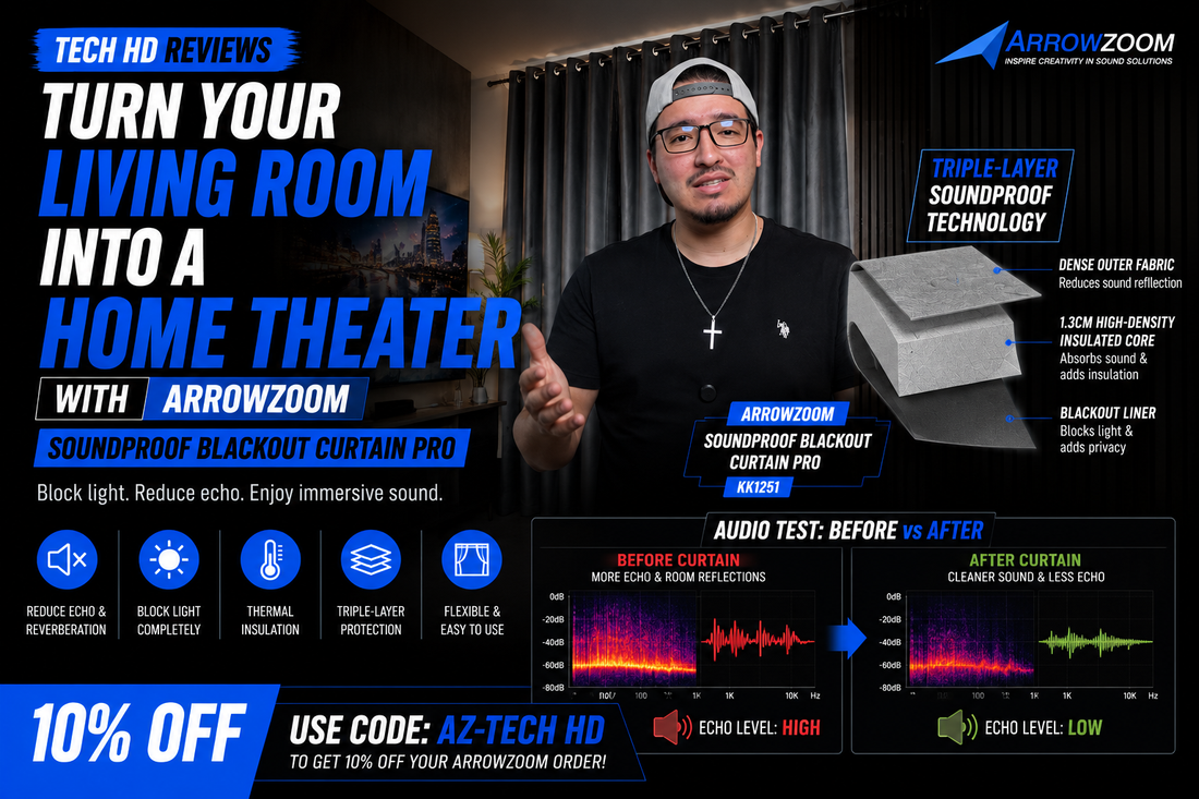 Turn Your Living Room into a Home Theater with Arrowzoom Soundproof Blackout Curtain PRO