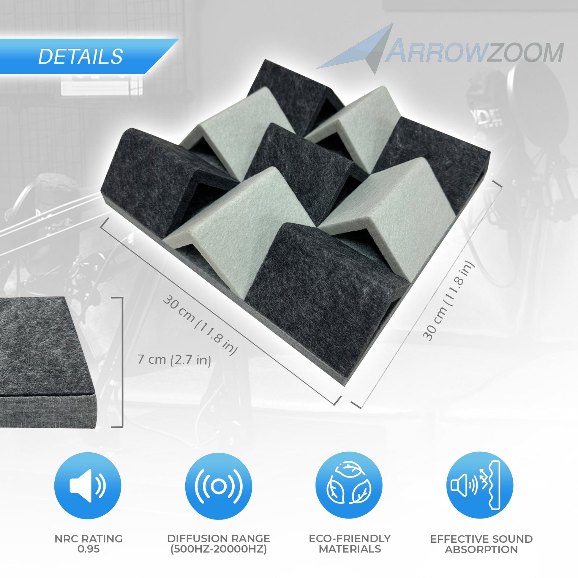 Arrowzoom White and Blue 3D Felt Sound Diffuser - KK1432