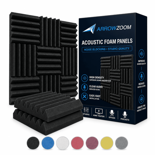 Arrowzoom Acoustic Wedge Tiles Adhesive Backed Foam- Solid Colors - KK1134