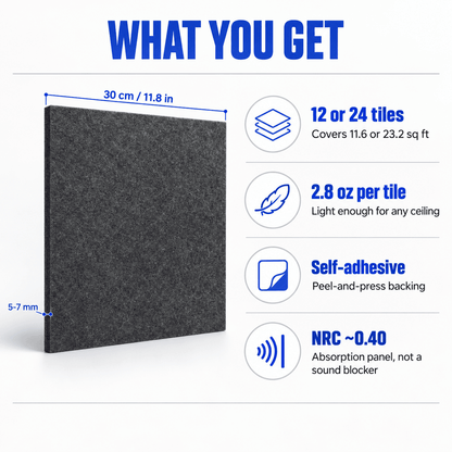 Arrowzoom Self-Adhesive Acoustic Felt Ceiling Panels (KK1424)