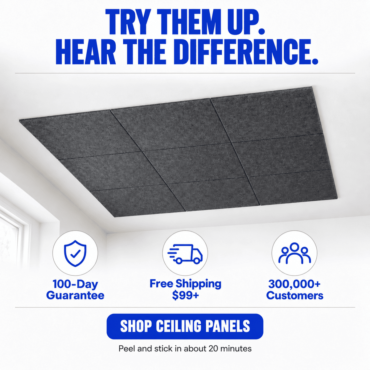 Arrowzoom Self-Adhesive Acoustic Felt Ceiling Panels (KK1424)