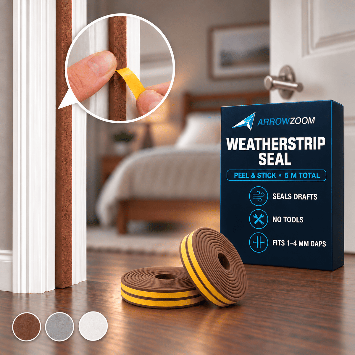 Stop Drafts & Noise — Self-Adhesive Door & Window Weather Stripping Seal (KK1154)