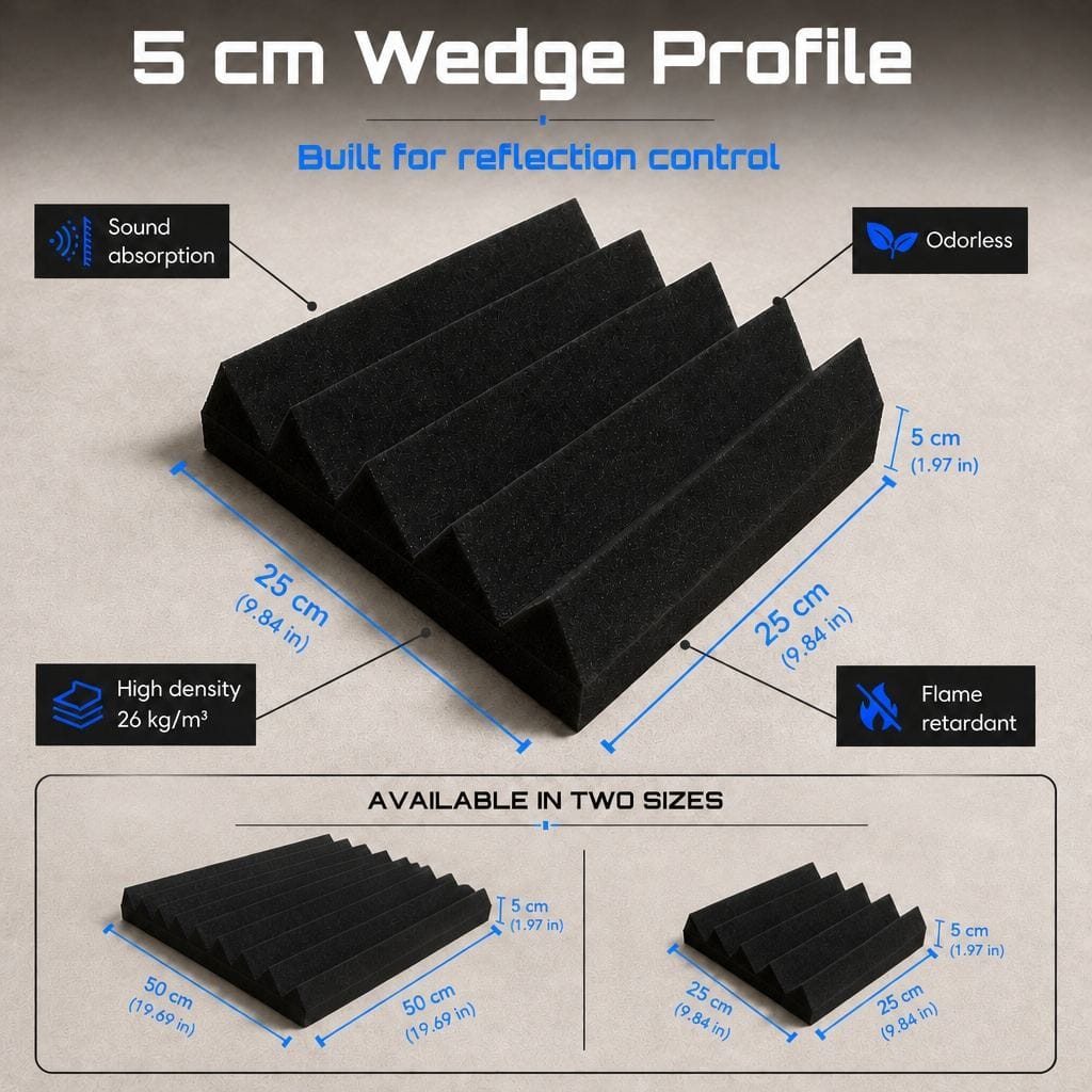 Arrowzoom Acoustic Wedge Tiles Adhesive Backed Foam- Solid Colors - KK1134