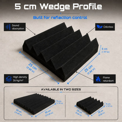 Arrowzoom Acoustic Wedge Tiles Adhesive Backed Foam- Solid Colors - KK1134