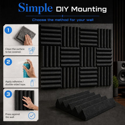 Arrowzoom Acoustic Wedge Tiles Adhesive Backed Foam- Solid Colors - KK1134