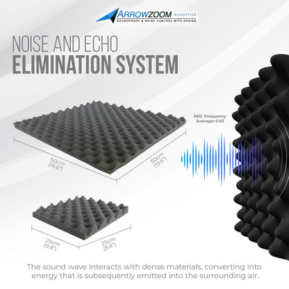 Arrowzoom Eggcrate Convoluted Series Acoustic Foam - Black x Red Bundle - KK1052