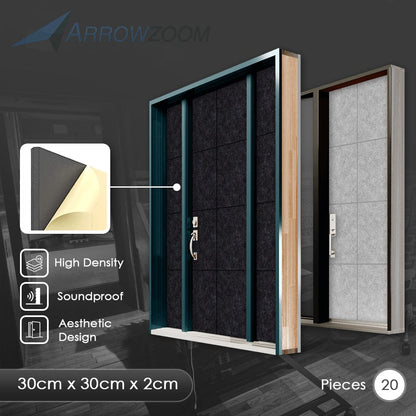 Arrowzoom Premium Door Kit Pro - All in One Adhesive Sound Absorbing Panels - KK1244