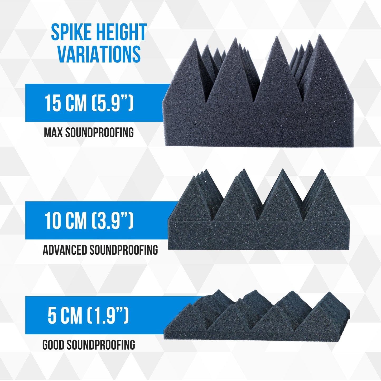 Arrowzoom Pyramid 10/15cm Thick Acoustic Foam Series PRO - Black - KK1471