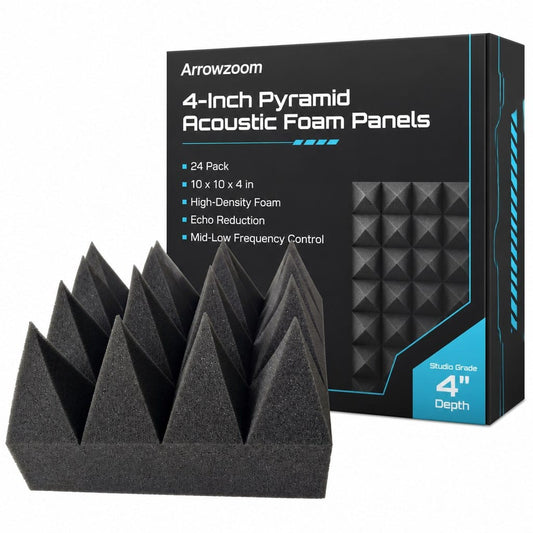 Arrowzoom Pyramid 10/15cm Thick Acoustic Foam Series PRO - Black - KK1471