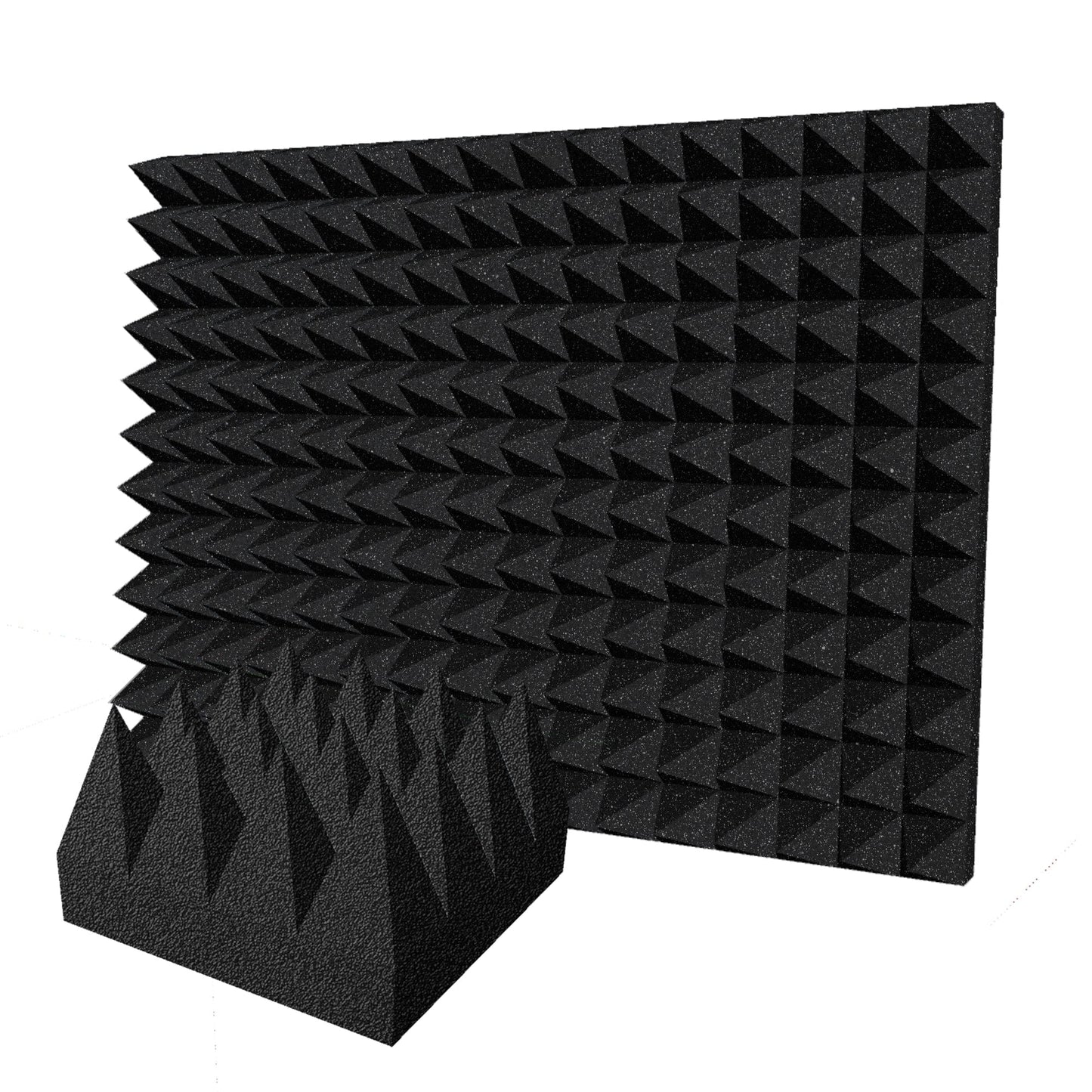 Arrowzoom Acoustic Pyramid Foam Series PRO - Black - KK1471 Black / 12 Pieces - 25 x 25 x 10 cm / 10 x 10 x 4"