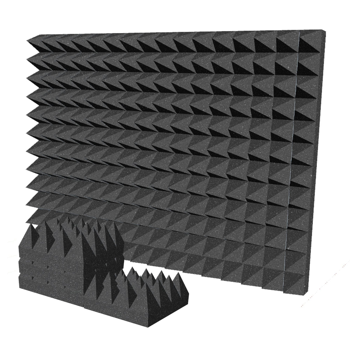 Arrowzoom Pyramid 10/15cm Thick Acoustic Foam Series PRO - Black - KK1471 Black / 12 Pieces - 25 x 25 x 10 cm / 10 x 10 x 4"