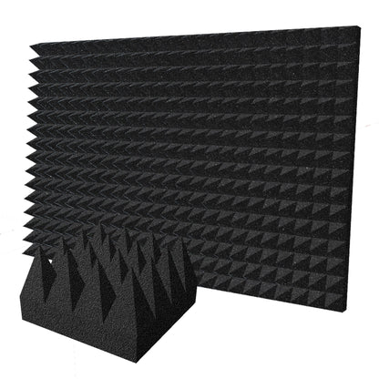 Arrowzoom Acoustic Pyramid Foam Series PRO - Black - KK1471 Black / 24 Pieces - 25 x 25 x 10 cm / 10 x 10 x 4"