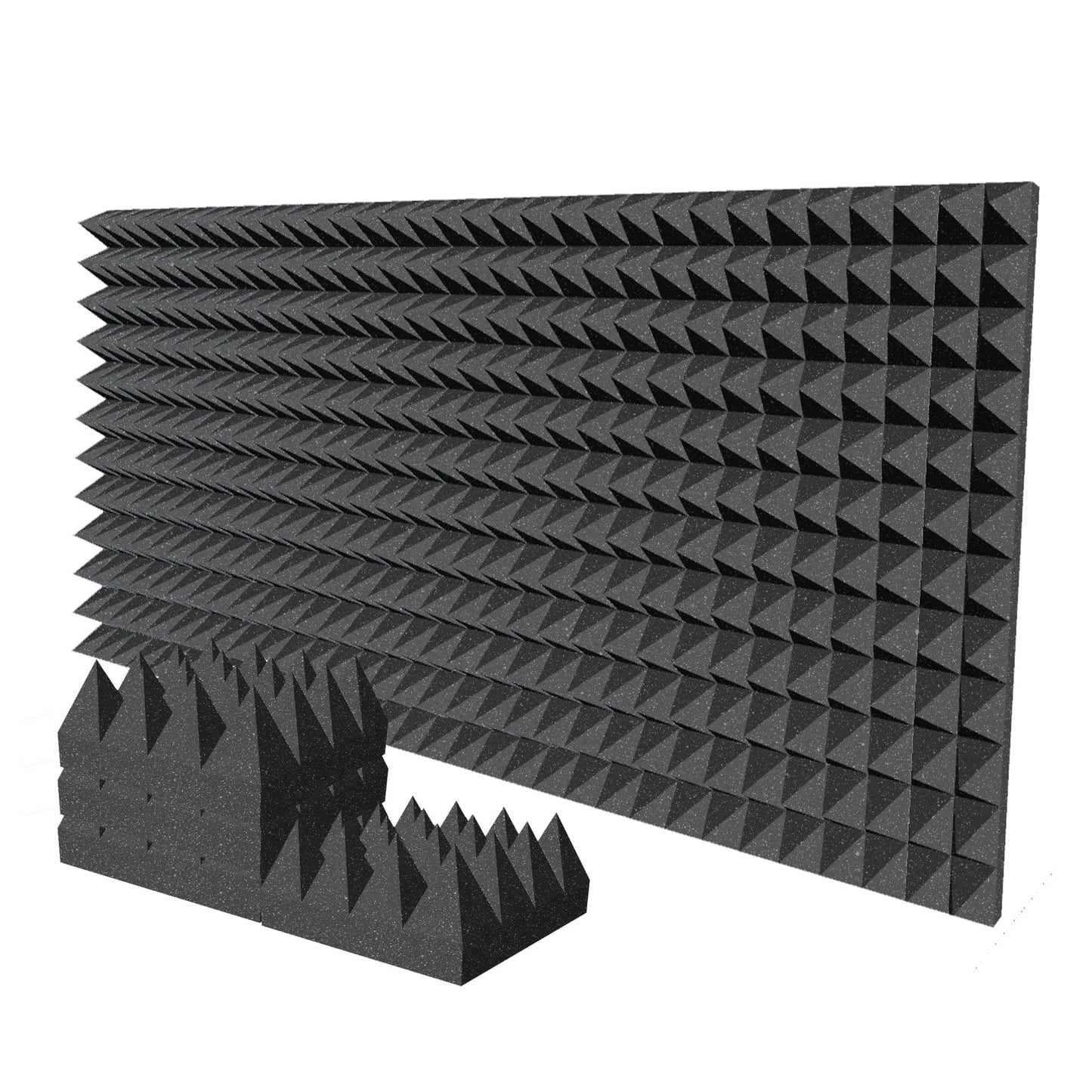 Arrowzoom Pyramid 10/15cm Thick Acoustic Foam Series PRO - Black - KK1471 Black / 24 Pieces - 25 x 25 x 10 cm / 10 x 10 x 4"