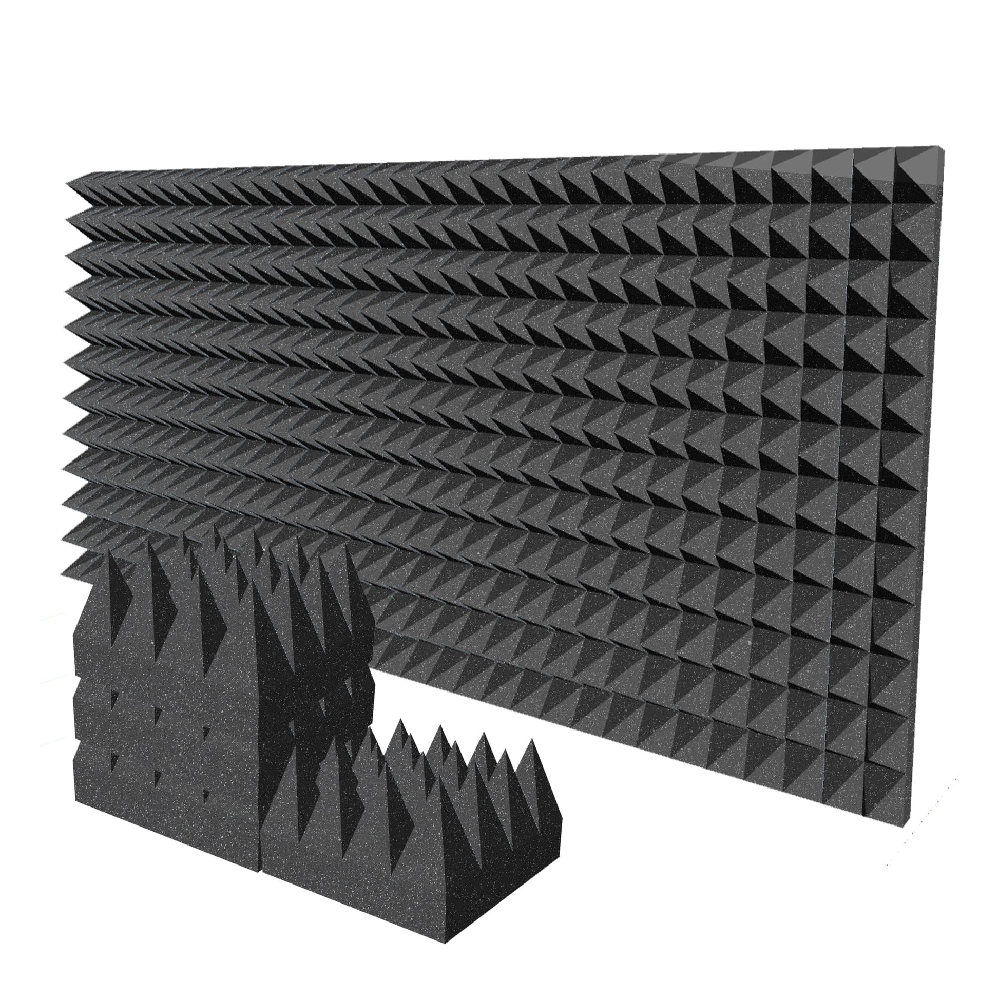 Arrowzoom Pyramid 10/15cm Thick Acoustic Foam Series PRO - Black - KK1471 Black / 24 Pieces - 25 x 25 x 15 cm / 10 x 10 x 6"
