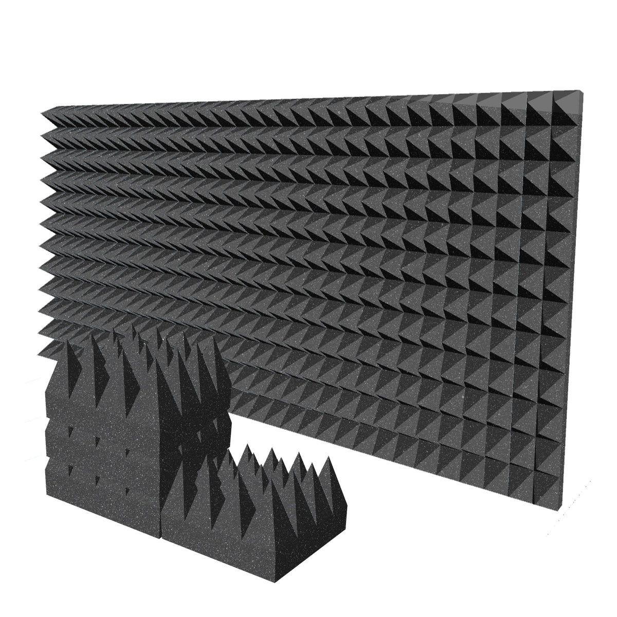 Arrowzoom Pyramid 10/15cm Thick Acoustic Foam Series PRO - Black - KK1471 Black / 24 Pieces - 25 x 25 x 15 cm / 10 x 10 x 6"