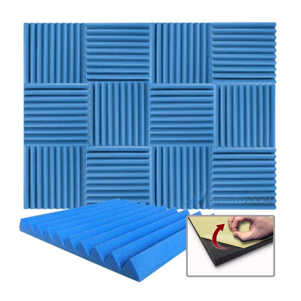 Arrowzoom Acoustic Wedge Tiles Foam - Solid Colors - KK1134 Blue / 1 Piece - 50 x 50 x 5 cm / 20 x 20 x 2 in / YES Adhesive