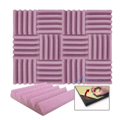 Arrowzoom Acoustic Wedge Tiles Foam - Solid Colors - KK1134 Burgundy / 1 Piece - 25 x 25 x 5 cm / 10 x 10 x 2in / YES Adhesive