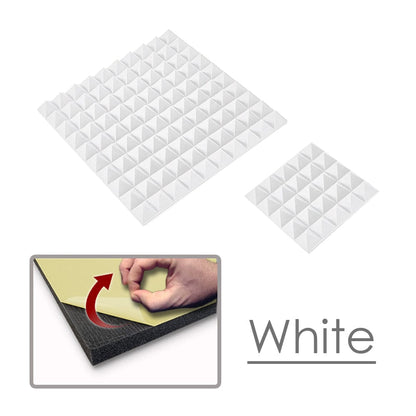 Arrowzoom Pyramid Adhesive Backed Tiles Series Acoustic Foam - Solid Colors - KK1034 Pearl White / 1 Piece - 25 x 25 x 5 cm / 10 x 10 x 2in / YES SELF-ADHESIVE