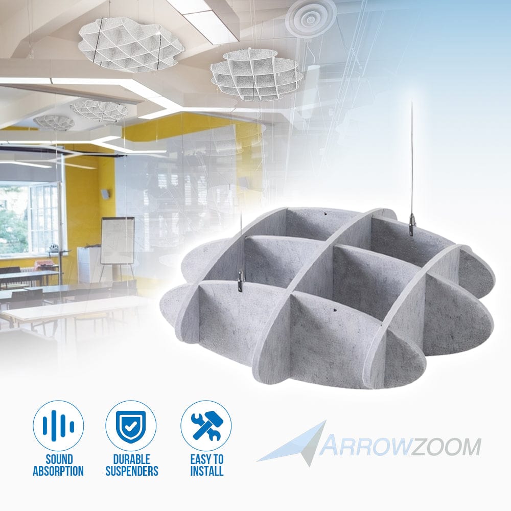 Arrowzoom EchoArt Elegant Sound Absorbers Hanging Ceiling Panels Gray 60 cm - KK1458