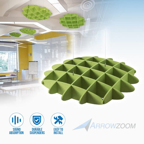 Arrowzoom EchoArt Elegant Sound Absorbers Hanging Ceiling Panels Green 100 cm - KK1461