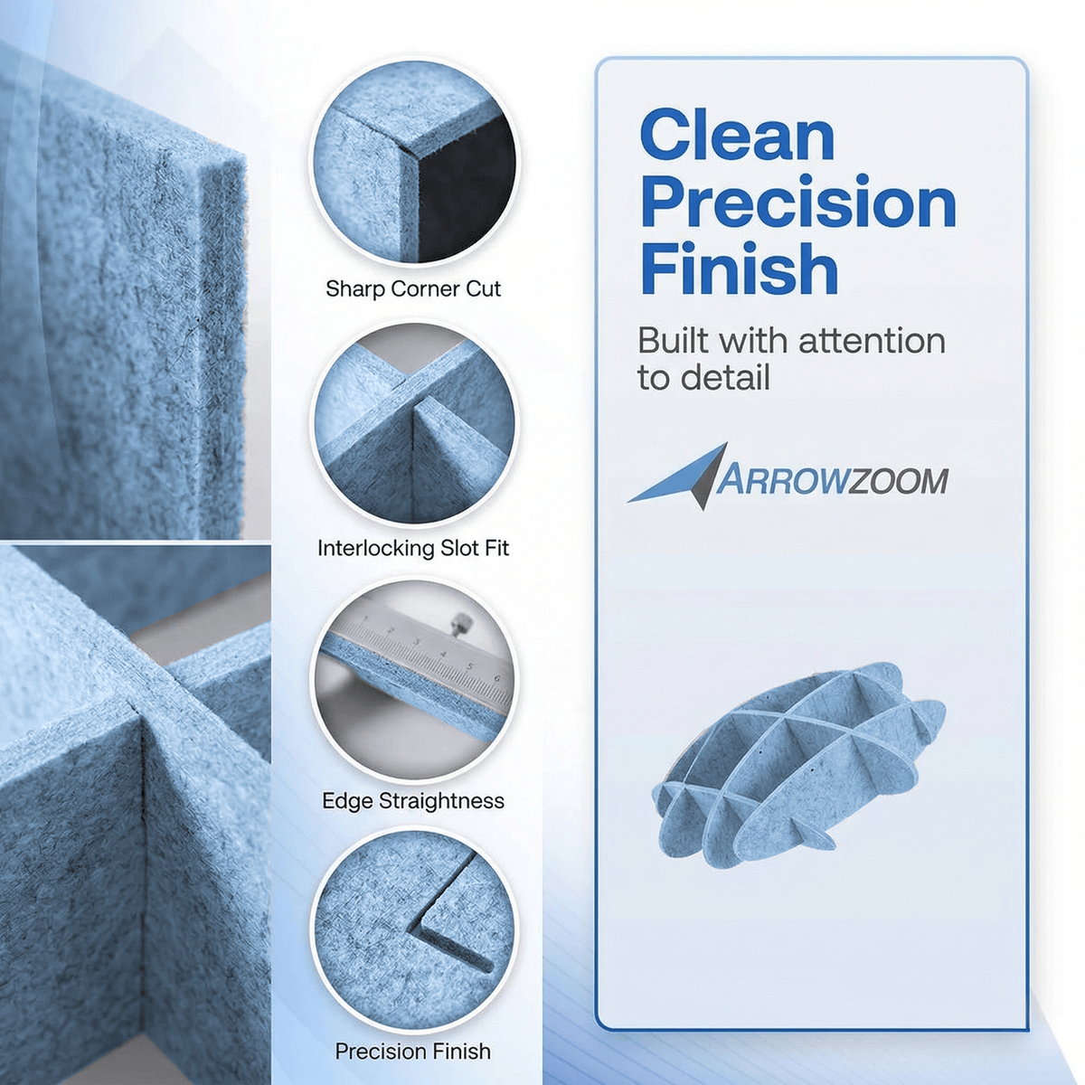 Arrowzoom EchoArt Elegant Sound Absorbers Hanging Ceiling Panels Greyish Blue - KK1463