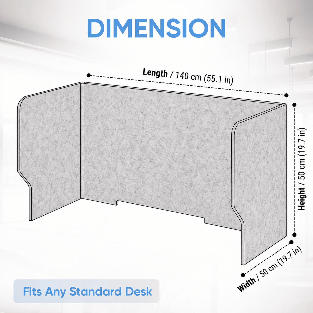 Arrowzoom Acoustic Desk Divider PRO KK1480 140 x 50 x 50 cm / 55.1 × 19.7 × 19.7 inches
