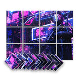 Arrowzoom Cyberpunk Self-Adhesive Felt Art Wall Panels - KK1399 Design C / 12 Pieces - 120 x 90 cm / 47.2 x 35.4 in