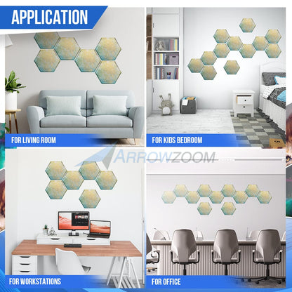 Arrowzoom Azure Frost Marble Printed Self-Adhesive Hexagon Felt Art Panels -KK1407