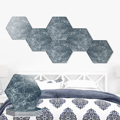 Arrowzoom Azure Frost Marble Printed Self-Adhesive Hexagon Felt Art Panels -KK1407