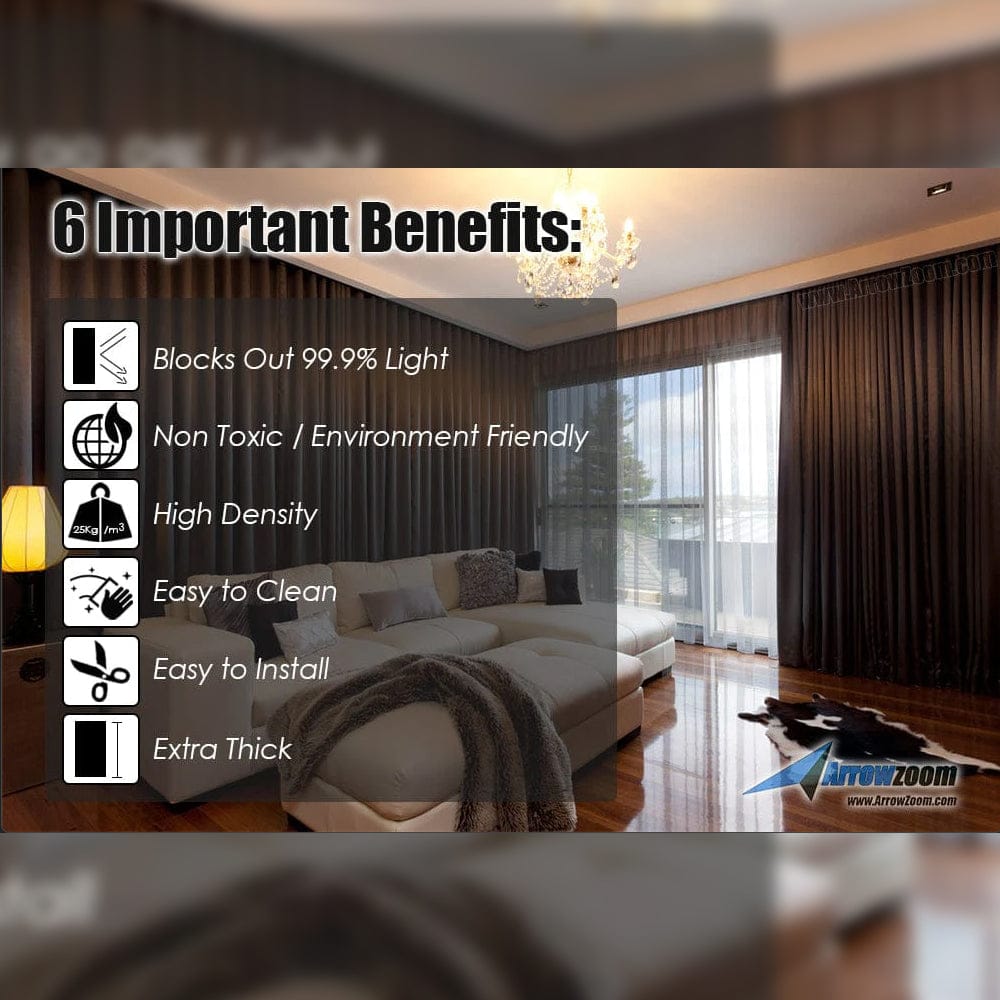 Arrowzoom 99.9% Black Out Curtain - Thermal Insulation, Light Soundproof and Room Darkening - KK1145