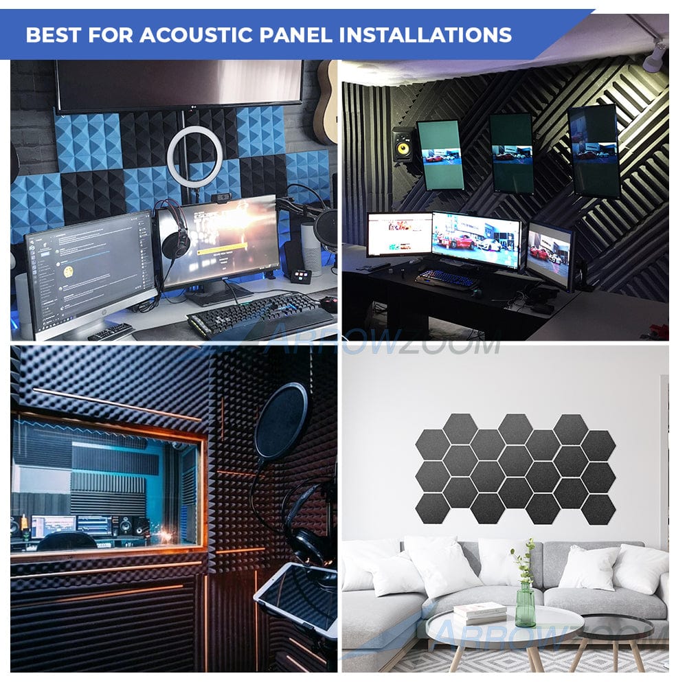 12Pcs Adhesive Acoustic Foam Panels Sound Proof Foam Panels 2 X12