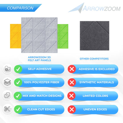 Arrowzoom Split 3D Square Polyester Felt Art Panels - KK1391