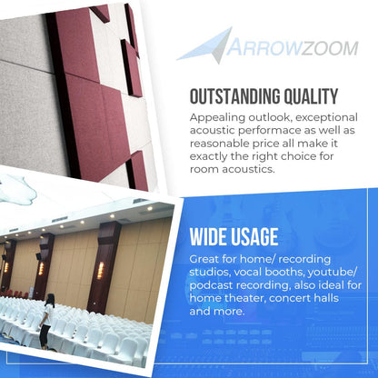 Arrowzoom Sound Absorbing Acoustic Fabric Wrapped Panel - 4 pcs - KK1205