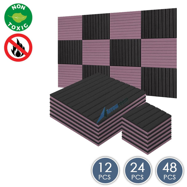 Arrowzoom Flat Wedge Series Acoustic Foam - Black x Purple Bundle - KK1035 25 X 25 X 2cm (9.8 X 9.8 X 0.8 in) / 12