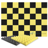 Arrowzoom Pyramid Series Acoustic Foam - Black x Yellow Bundle - KK1034 48 Pieces - 50 X 50 X 5 cm / 20 x 20 x 2 in