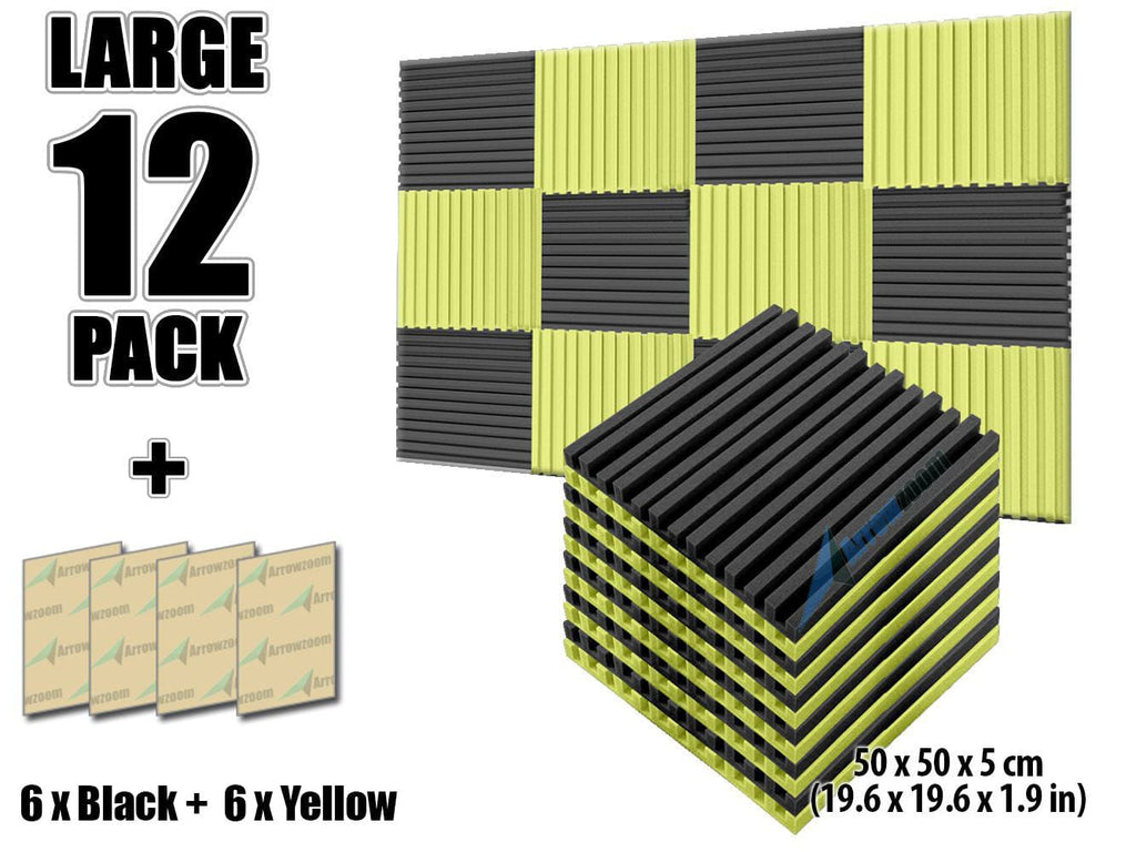Arrowzoom Acoustic Foam Metro Striped Ceiling - Black x Yellow Bundle - KK1041