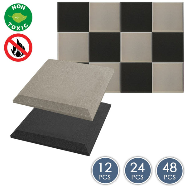 Arrowzoom Flat Bevel Tile Series Acoustic Panel - Black x Gray Bundle - KK1039