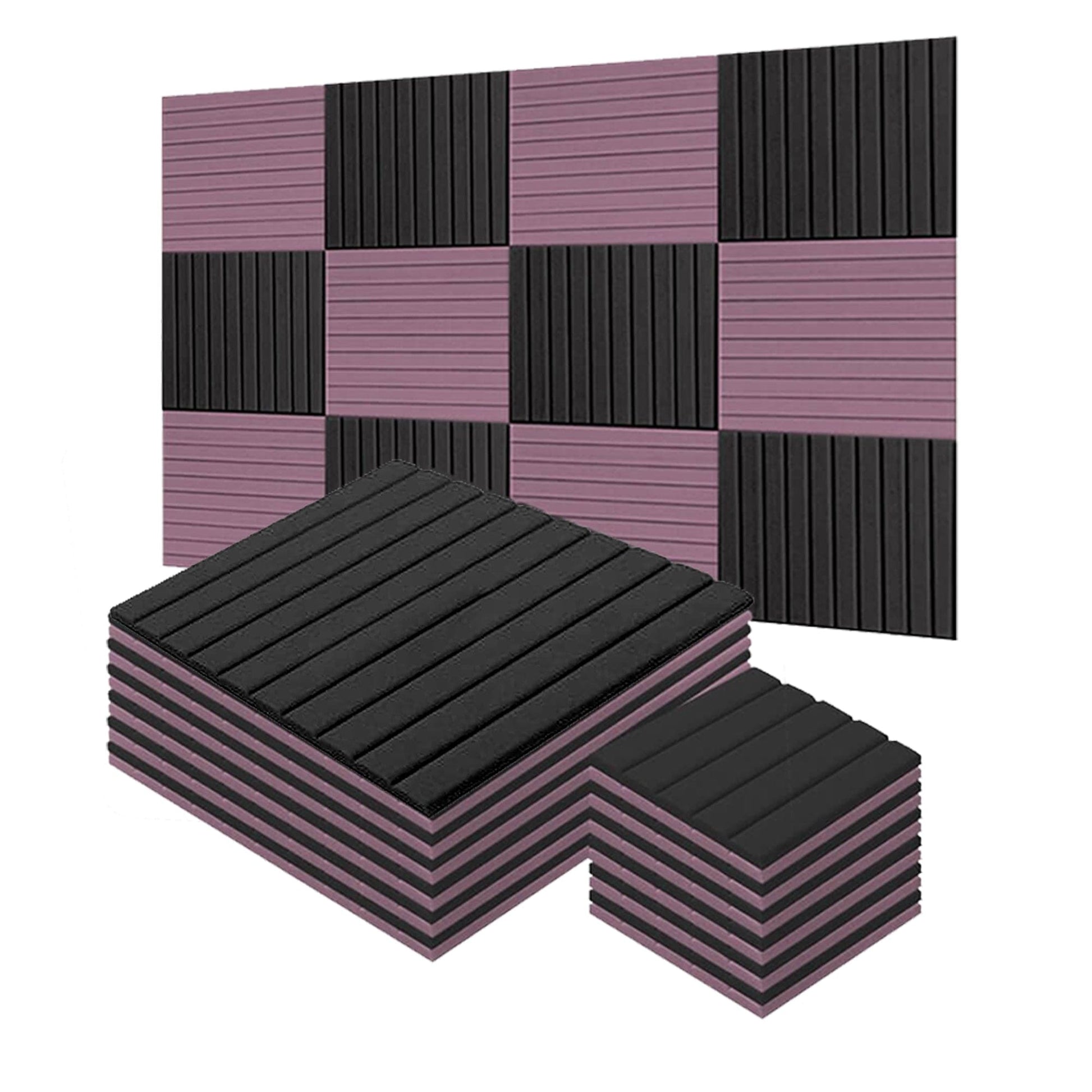 Arrowzoom Flat Wedge Series Acoustic Foam - Black x Purple Bundle - KK1035