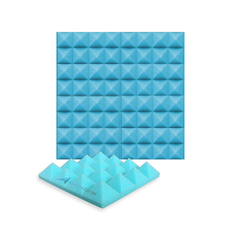 New 4 pcs Bundle Pyramid Tiles Acoustic Panels Sound Absorption Studio Soundproof Foam 8 Colors KK1034 Baby Blue / 25 X 25 X 5cm (9.8 X 9.8 X 1.9in)