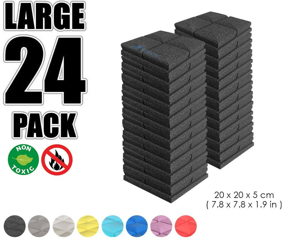 Arrowzoom Acoustic Hemisphere Grid Foam - Black - KK1040 - Size: 24 Pieces - 20 X 20 X 5cm
