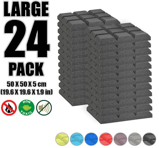 New 24 pcs Bundle Bevel Grid Type Acoustic Panels Sound Absorption Studio Soundproof Foam 7 Colors KK1046 Black