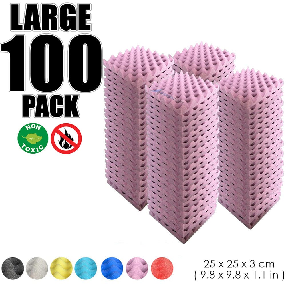 Arrowzoom 100 pcs Bundle Acoustic Foam Eggcrate / 100 Pieces - 25 x 25cm / Burgundy