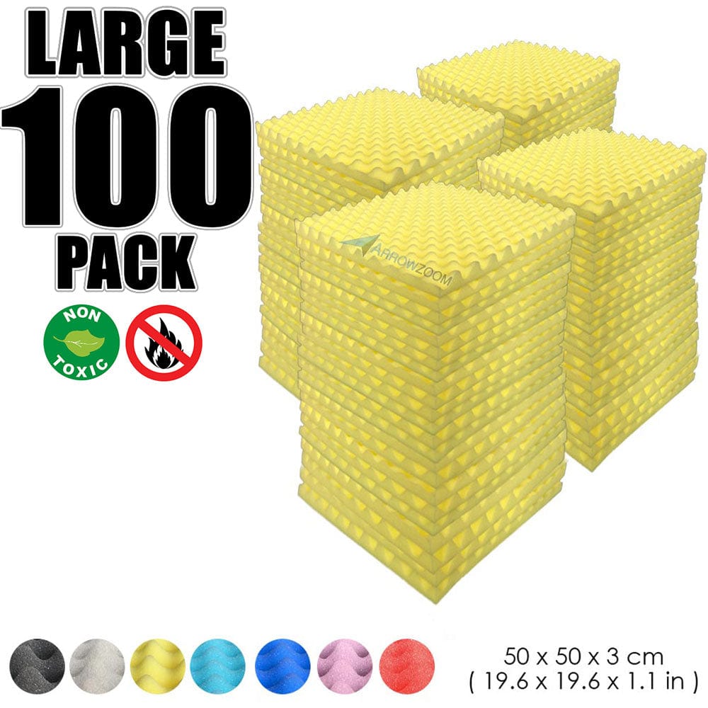 Arrowzoom 100 pcs Bundle Acoustic Foam Eggcrate / 100 Pieces - 50 x 50cm / Yellow